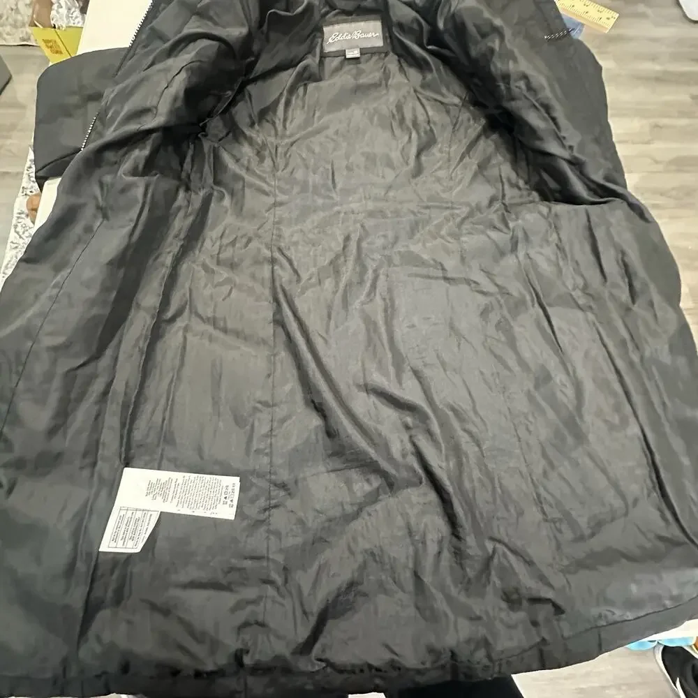 Eddie Bauer Wmn's EB550 Goose Down Puffer Coat Parka Hooded Fur Trim Black Sz S - Picture 8 of 11